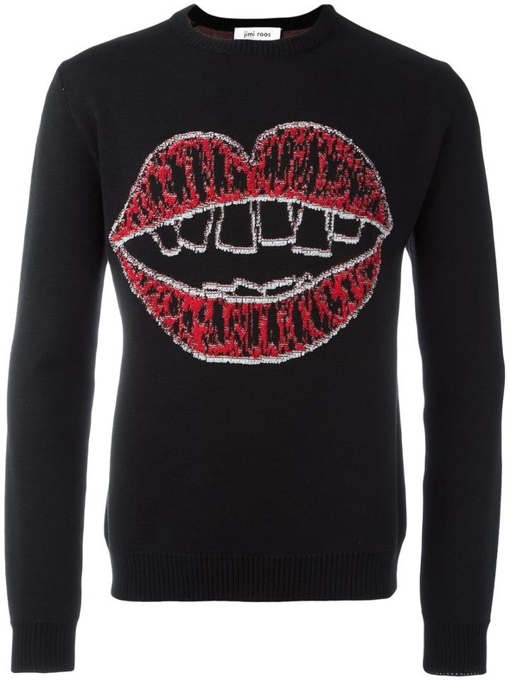 Jimi Roos Lips Intarsia Jumper, Men's, Size: Xl, Black, Cotton/virgin Wool