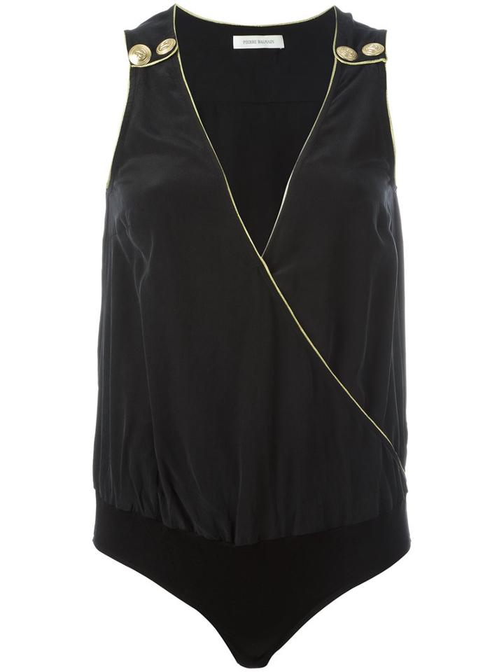 Pierre Balmain V-neck Bodie, Size: 34, Black, Silk