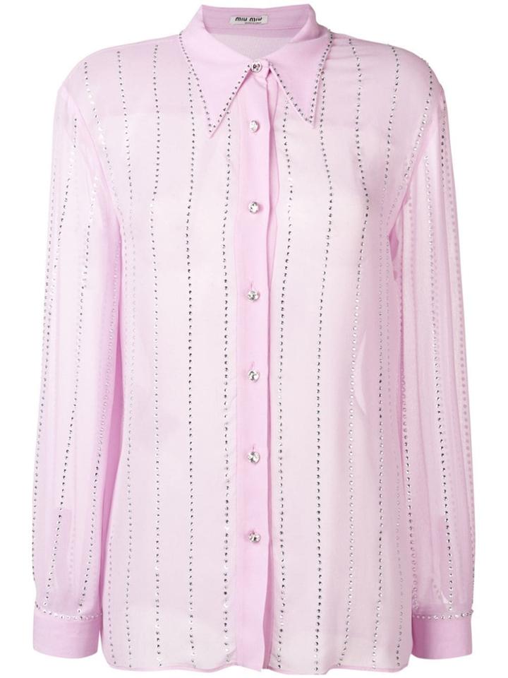 Miu Miu Crystal Embellished Shirt - Purple