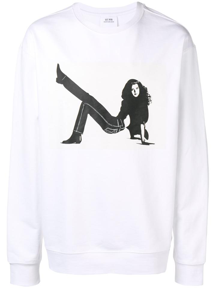 Calvin Klein Jeans Printed Logo Sweatshirt - White