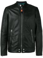 Diesel Panelled Leather Biker Jacket - Black