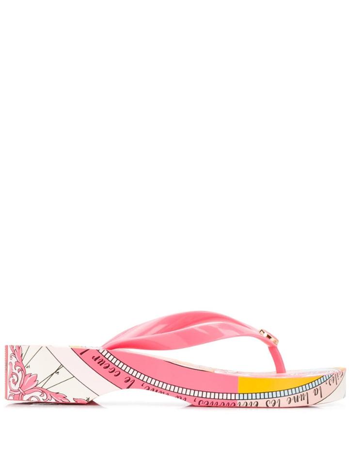 Tory Burch Printed Carved Wedge Flip-flops - Pink