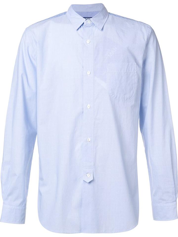 Junya Watanabe Comme Des Garçons Man Elbow Patch Shirt, Men's, Size: Large, Blue, Cotton