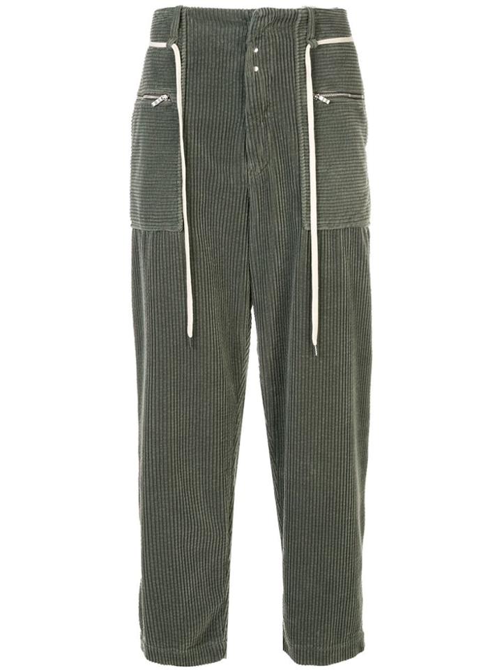 Kazuyuki Kumagai Corduroy Straight-leg Trousers - Green
