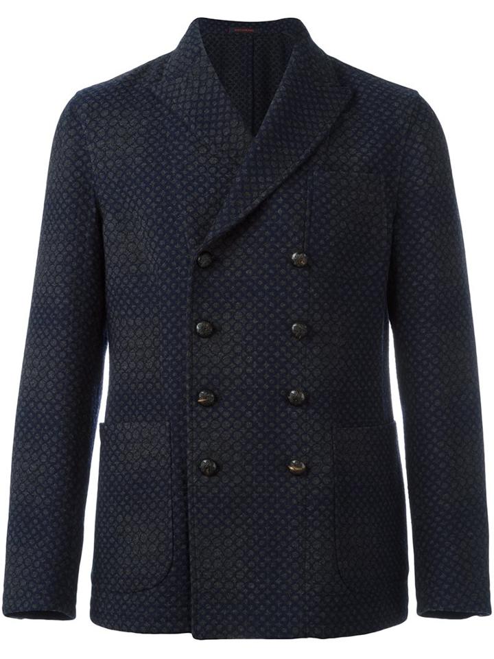 The Gigi Peaked Lapels Double-breasted Blazer, Men's, Size: 52, Blue, Cotton/cupro/virgin Wool