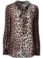 Boutique Moschino Leopard Print Blouse, Women's, Size: 42, Brown, Rayon