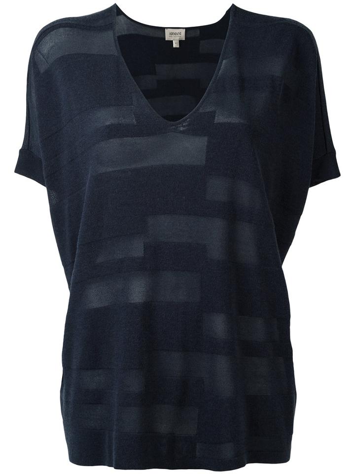 Armani Collezioni Stylised T-shirt, Women's, Size: Large, Blue, Viscose/cotton