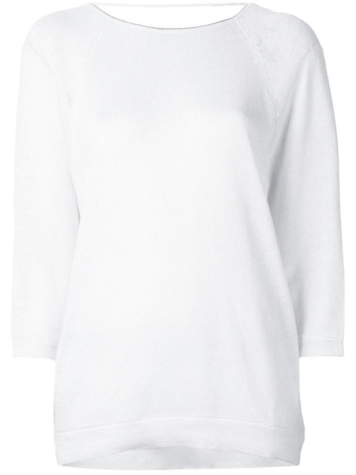 Brunello Cucinelli - Round Neck Top - Women - Silk/linen/flax - M, White, Silk/linen/flax