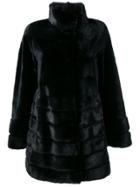 Liska Classic Midi Fur Coat - Black