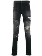Balmain Distressed Patchwork Jeans - Black