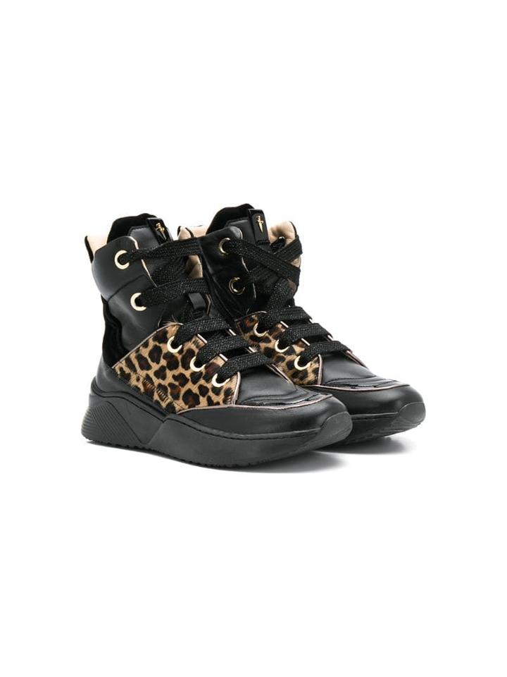Cesare Paciotti Kids Teen Contrast High-top Sneakers - Black