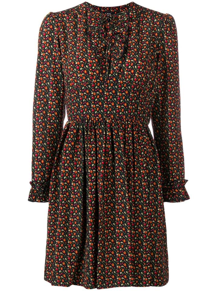 A.p.c. Fruit Print Skater Dress - Black