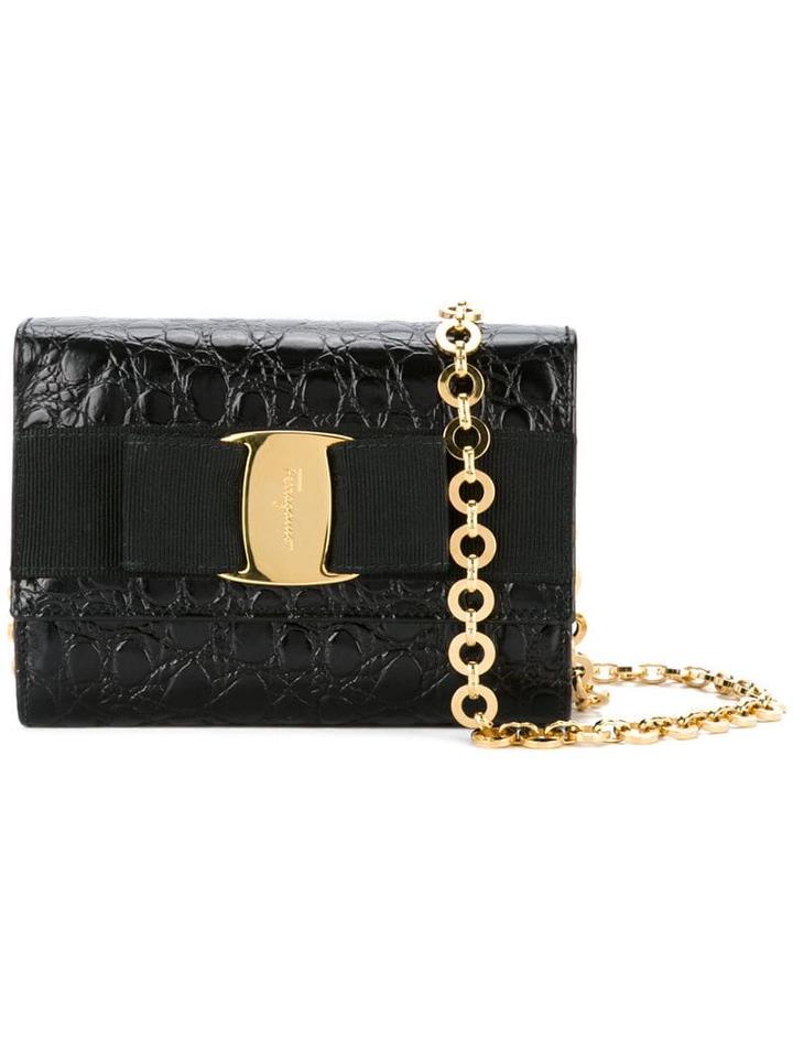 Salvatore Ferragamo Pre-owned Vara Bow 2way Chain Shoulder Bag - Black