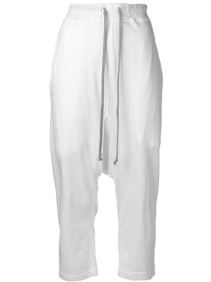Rick Owens Drkshdw Cropped Dropped Crotch Trousers - White