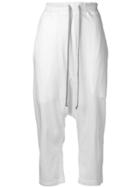 Rick Owens Drkshdw Cropped Dropped Crotch Trousers - White