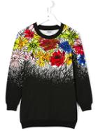 Moschino Kids Floral Print Sweatshirt Dress, Girl's, Size: 8 Yrs, Black