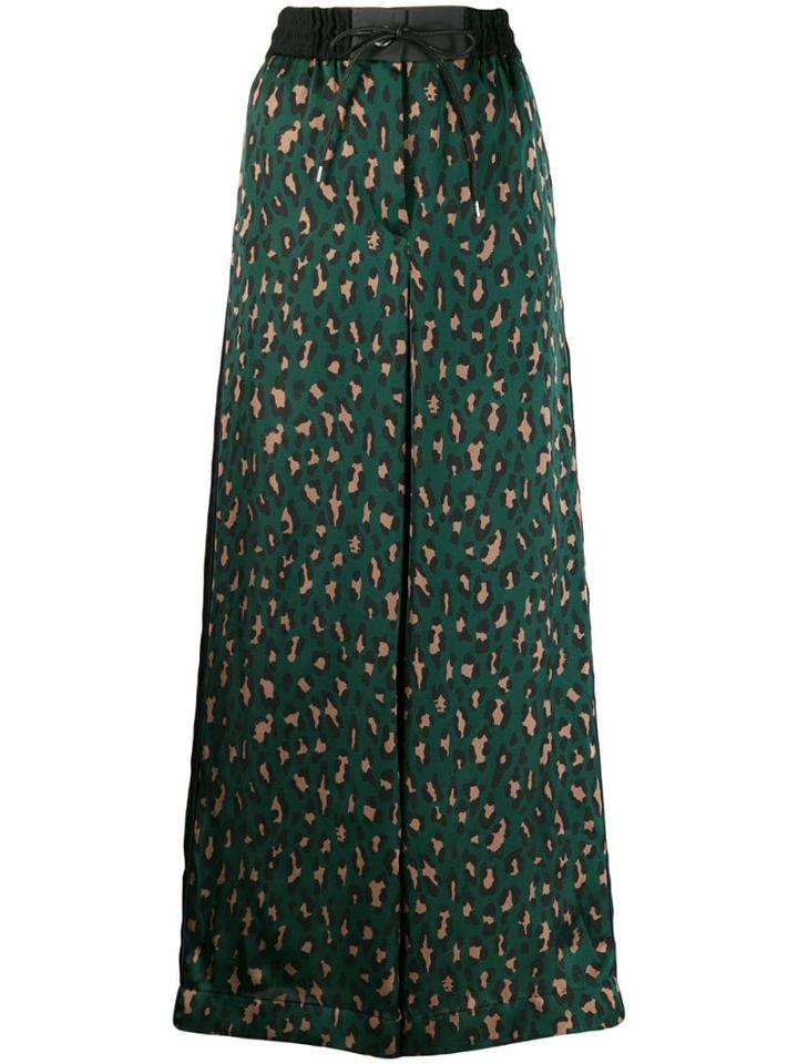 Sacai Leopard Print Long Skirt - Green