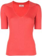 Co Lapel Detail Knitted Top - Red