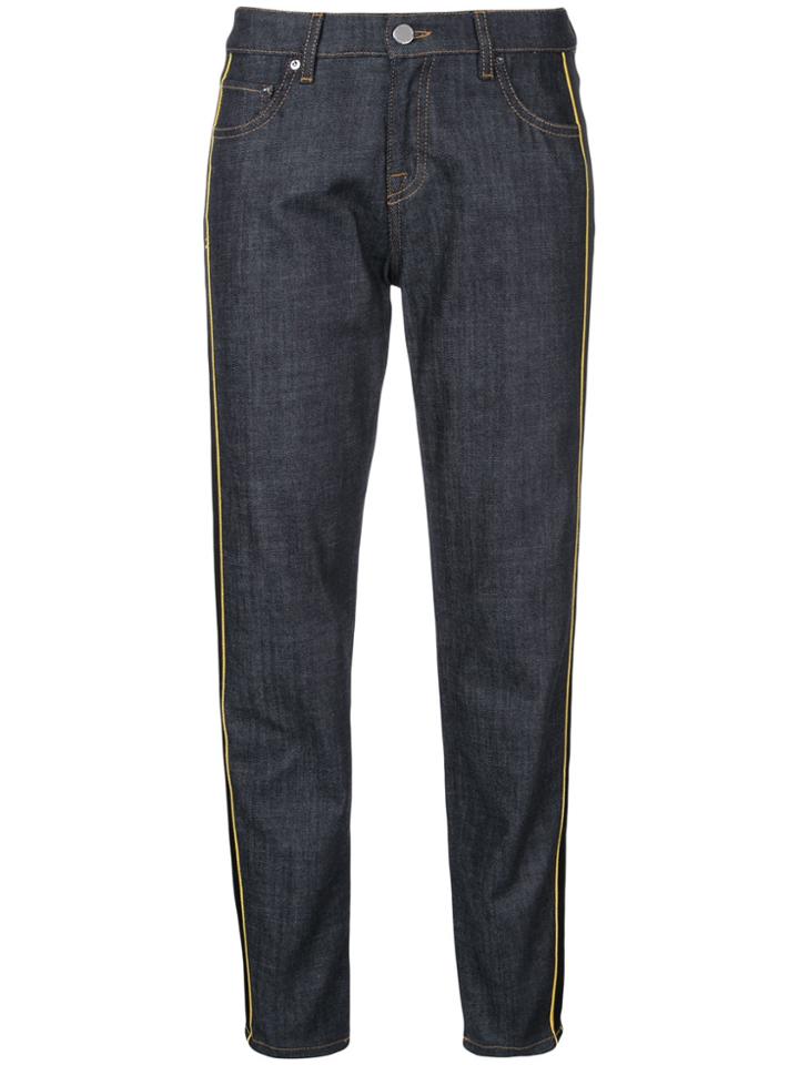 Victoria Victoria Beckham Contrast Stripe Cropped Jeans - Blue