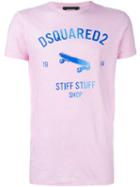 Dsquared2 Skateboard Print T-shirt, Men's, Size: M, Pink/purple, Cotton/linen/flax