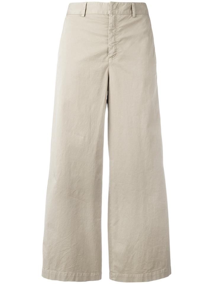 Red Valentino Wide-leg Cropped Trousers, Women's, Size: 42, Nude/neutrals, Cotton/spandex/elastane