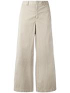 Red Valentino Wide-leg Cropped Trousers, Women's, Size: 42, Nude/neutrals, Cotton/spandex/elastane