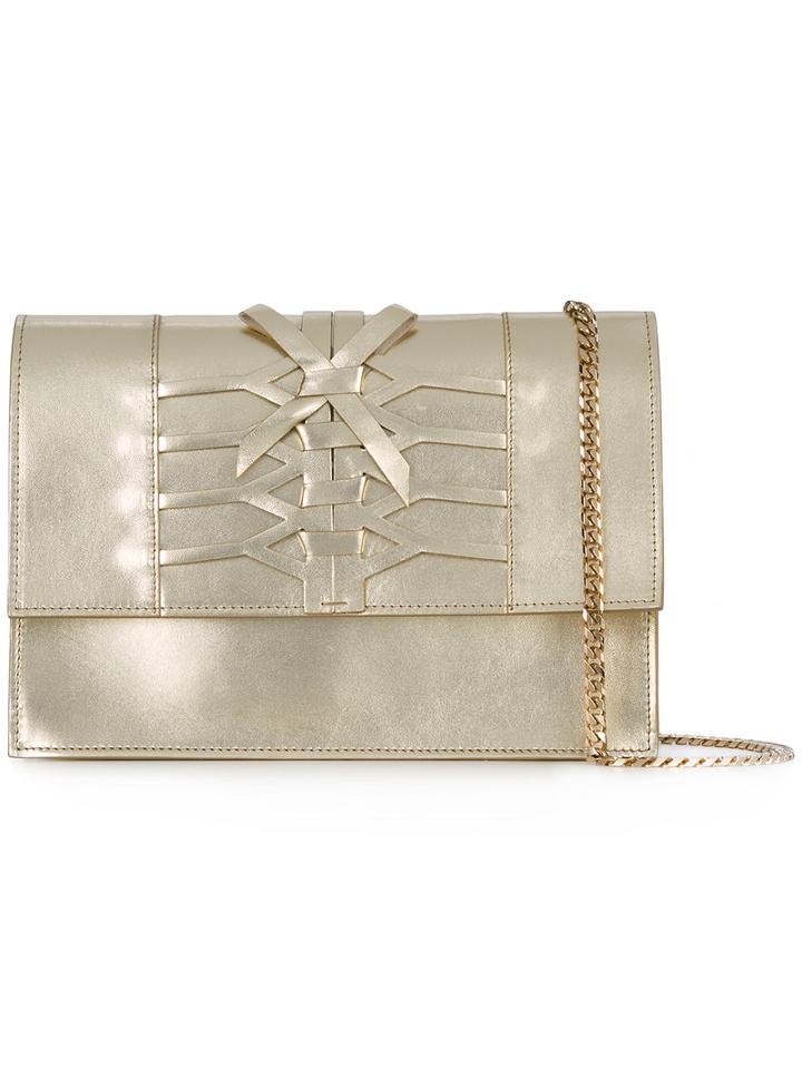 Casadei - Lattice Shoulder Bag - Women - Nappa Leather/kid Leather - One Size, Nude/neutrals, Nappa Leather/kid Leather