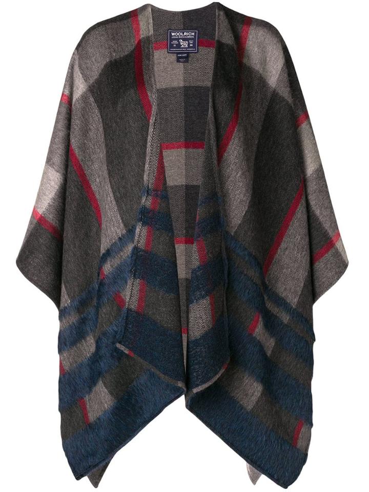 Woolrich Plaid Asymmetric Poncho - Grey