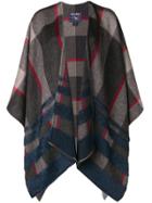 Woolrich Plaid Asymmetric Poncho - Grey