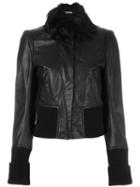 Ann Demeulemeester Blanche Ribbed Detailing Cropped Jacket, Women's, Size: 38, Black, Cotton/leather/rayon