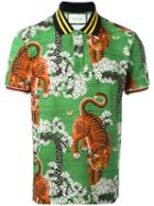 Gucci Bengal Print Polo Shirt, Men's, Size: Large, Green, Cotton/spandex/elastane