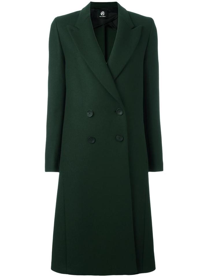 Ps By Paul Smith Peaked Lapel Mid Coat, Women's, Size: 46, Green, Viscose/virgin Wool/cashmere/polyamide