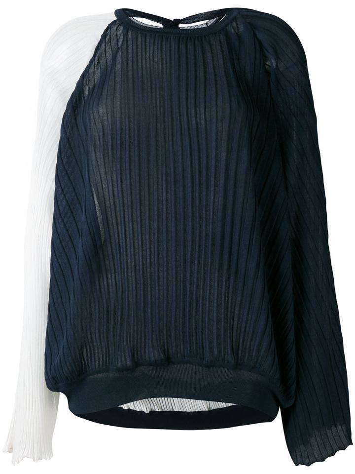 Marni - Pleated Top - Women - Silk/cotton - 40, Blue, Silk/cotton