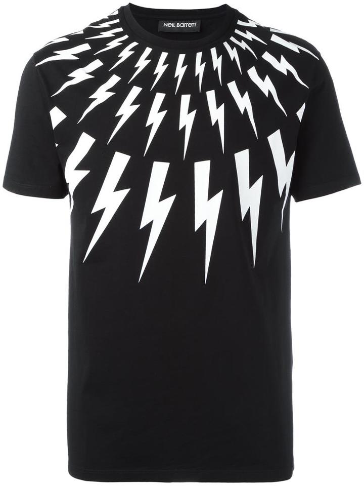 Neil Barrett Lightning Bolt T-shirt, Men's, Size: Small, Black, Cotton