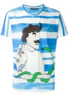 Dolce & Gabbana Sailor Print T-shirt, Men's, Size: 54, Blue, Cotton