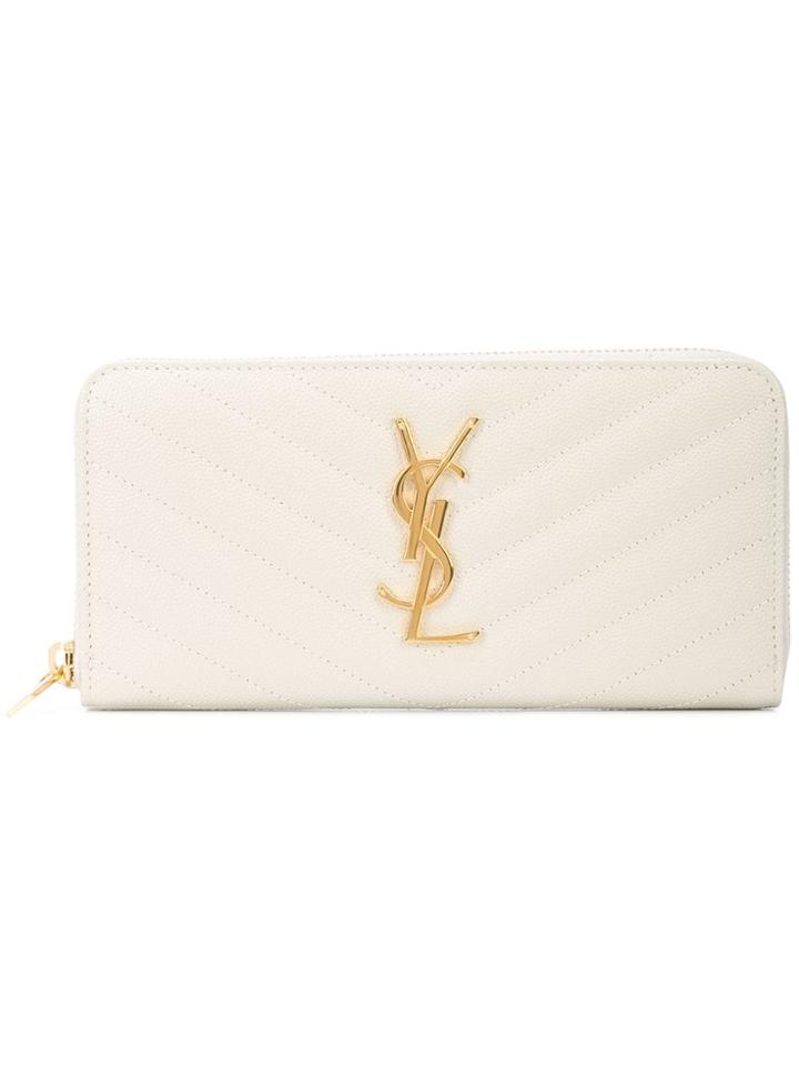 Saint Laurent Long Monogram Wallet - White