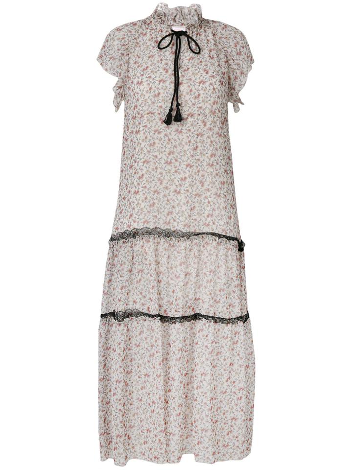 See By Chloé Rose Print Peasant Dress - Nude & Neutrals