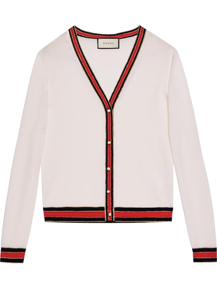 Gucci Merino Wool Knit Cardigan - White
