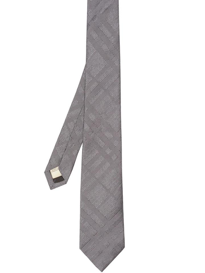 Burberry Classic Cut Check Silk Jacquard Tie - Grey