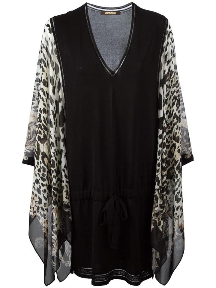 Roberto Cavalli Leopard Print Shift Dress - Black
