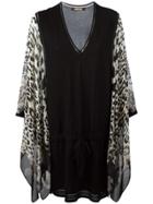 Roberto Cavalli Leopard Print Shift Dress - Black
