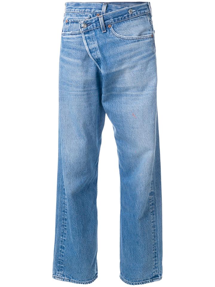 R13 Crossover Waistband Loose Fit Jeans - Blue