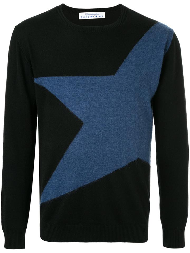 Education From Youngmachines Star Embroidered Sweater - Black