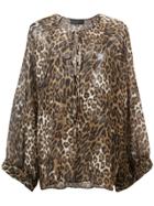 Nili Lotan Leopard Print Tie Neck Blouse - Brown