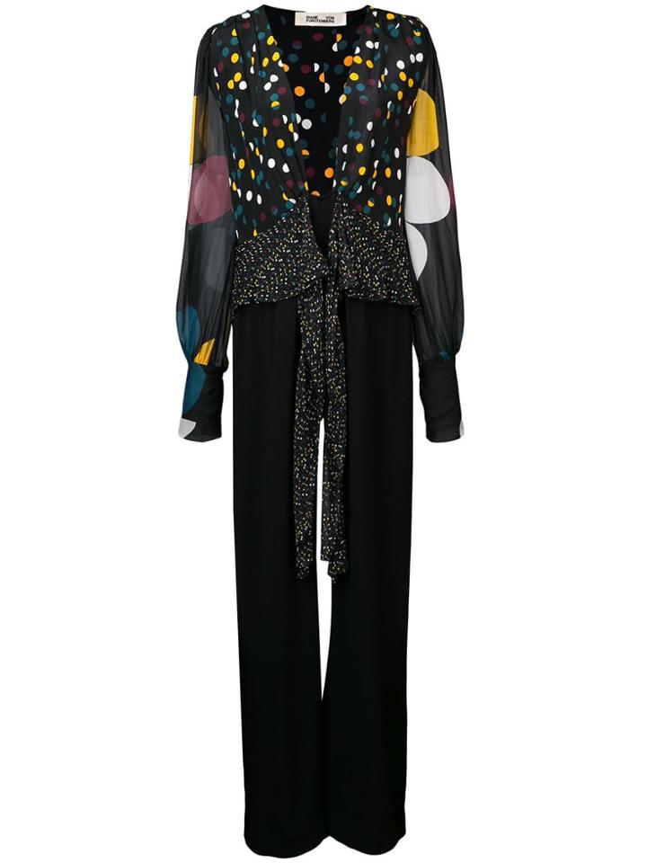 Diane Von Furstenberg Eclipse Dot Pattern Jumpsuit - Black