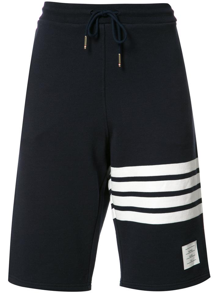 Thom Browne Striped Detail Sweatshorts, Men's, Size: 3, Blue, Cotton