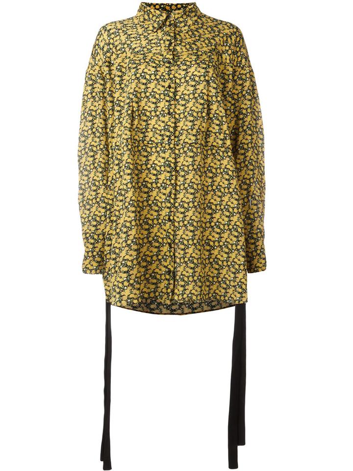 Magda Butrym - Floral Print Oversized Shirt - Women - Silk - 40, Women's, Yellow/orange, Silk