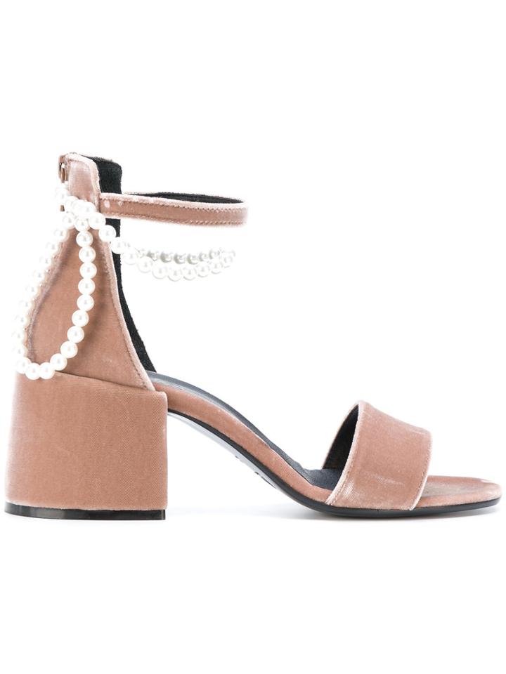Mm6 Maison Margiela Pearl Embellished Sandals - Pink & Purple