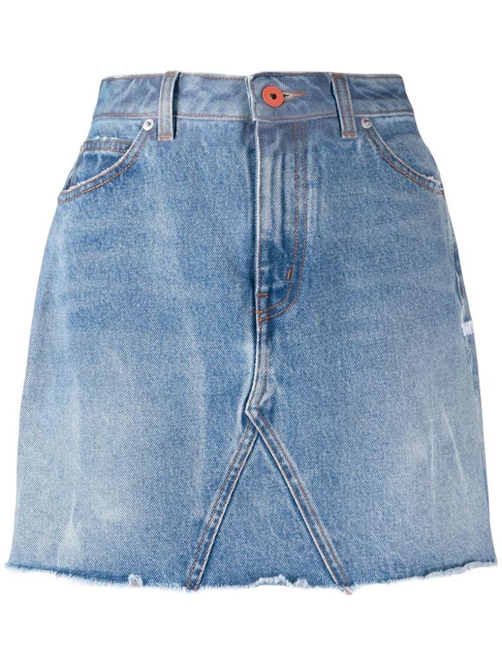 Heron Preston Fitted Denim Skirt - Blue