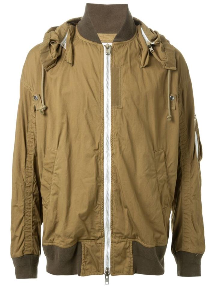 Sacai Hooded Jacket, Men's, Size: 3, Green, Cotton